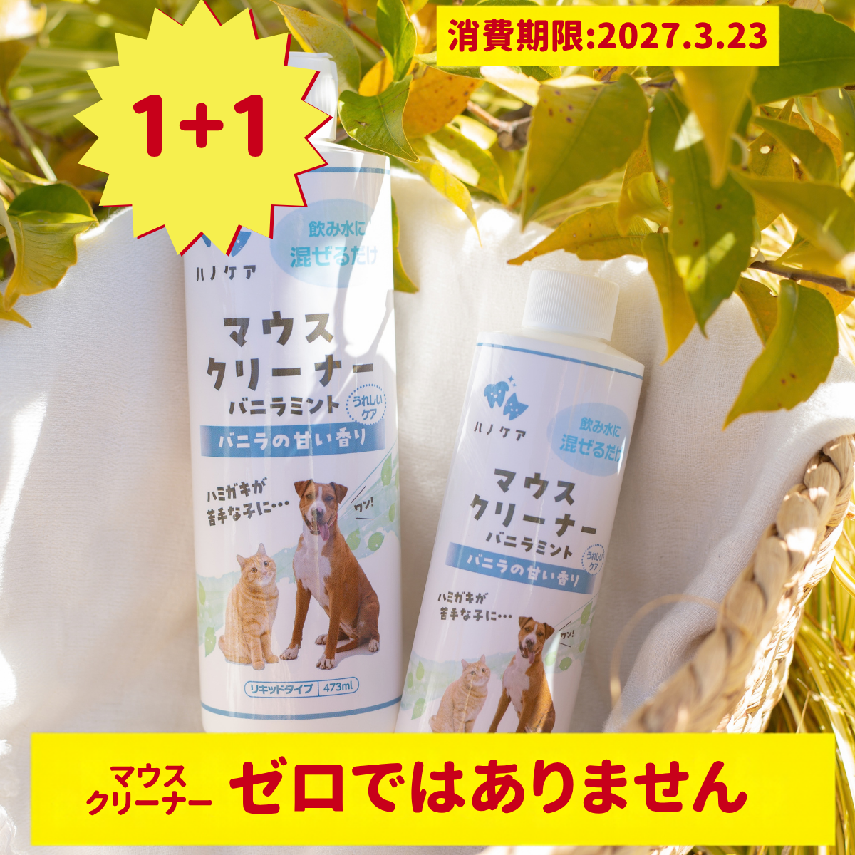 【アウトレット1+1】ハノケア マウスクリーナー バニラミント237/473ml （消費期限：2027.3.23）